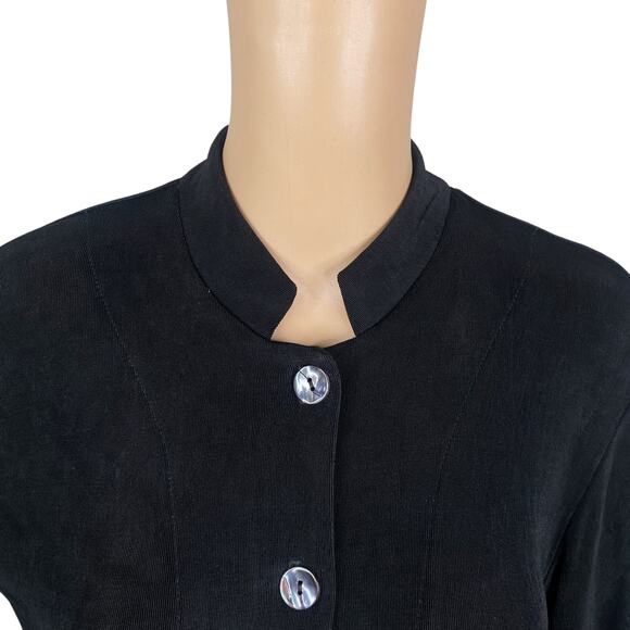 Chico's Travelers Black Mandarin Collar Button Down Tunic Top SZ M - Picture 3 of 7